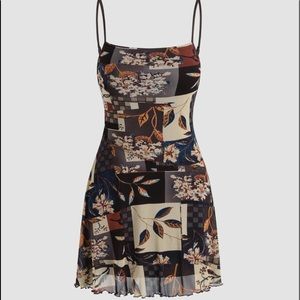 FLORAL/LEAF PRINT MINI DRESS - NWT/NBW, Medium, Cider